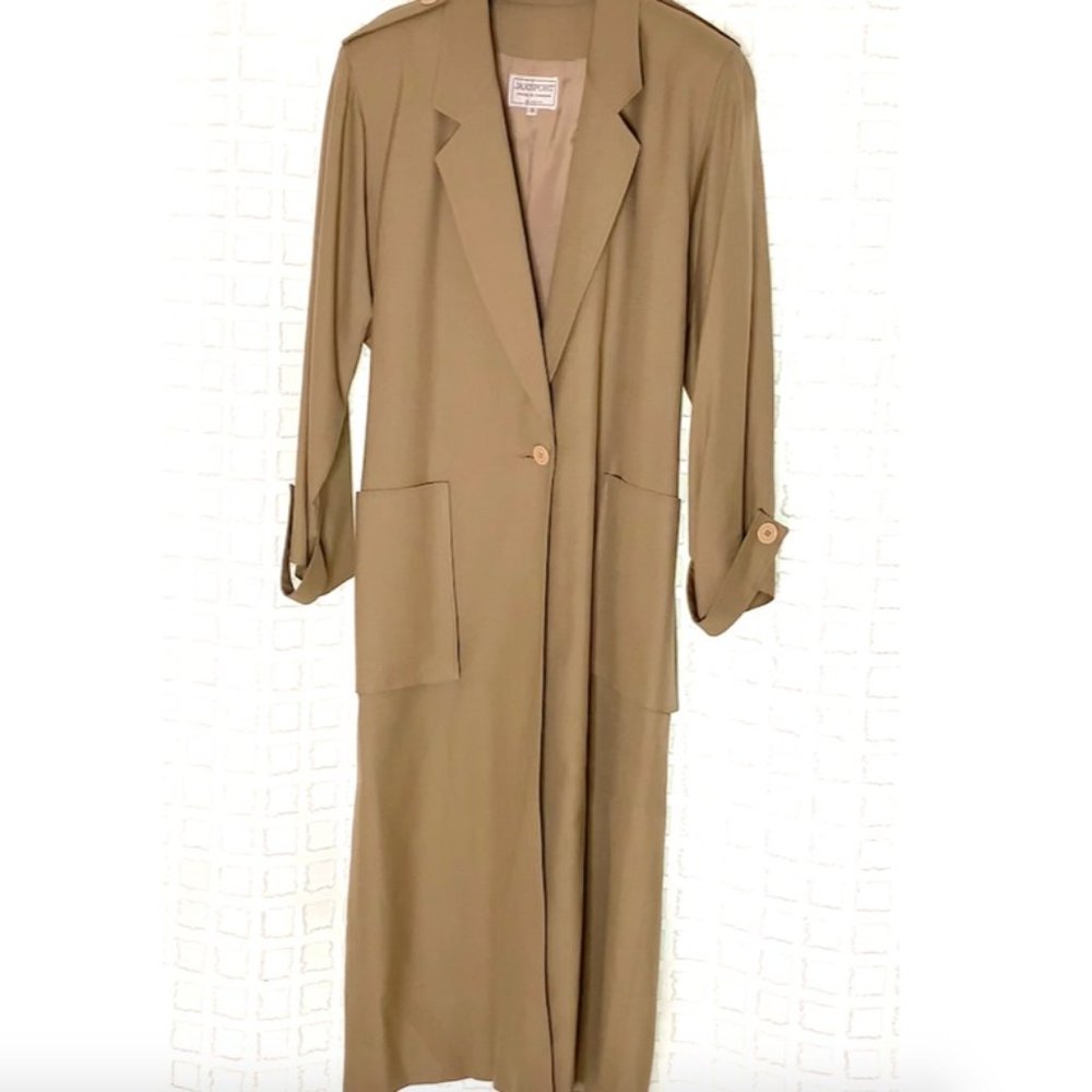 JAXSPORT Taupe Long Coat with Front Patch Pockets